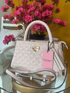 Juicy Couture Light Pink Quilted Satchel with Heart Logo